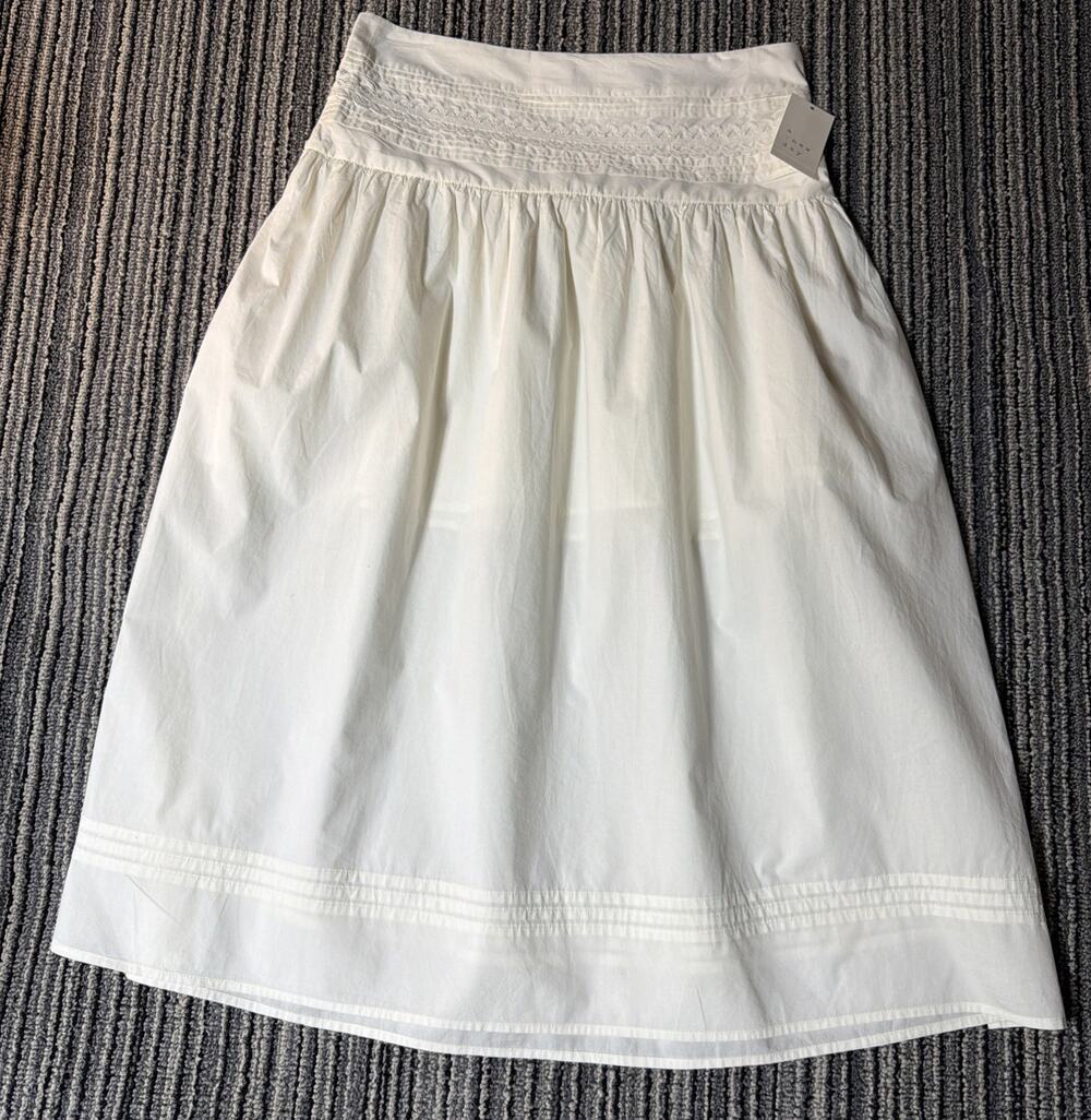 Women Pleated A-Line Embroidered Maxi Skirt - A New Day Cream L NWT